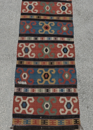 19th Century Caucasian Kilim Size:220x84 Cm
7'4"x2'9"                           