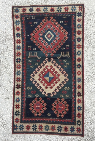 a cute little Antique Bordjalou Kazak Rug...127x69cm/                          