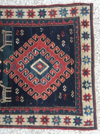 a cute little Antique Bordjalou Kazak Rug...127x69cm/                          