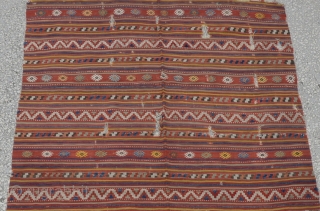  Denizli (çal) kilim in West Anatolian fragment rug Circa:1900
Size:235 x 130 Cm
7'9"x 4'3"                   