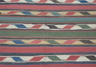 Caucasian Kazak Kilim,  19th Century (some old repaired)  Size:240 x 190 Cm
7'8"x6'3"                   