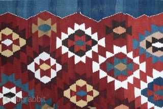 Antique Caucasian Kazak Kilim Great Colors 
Size:157 x 308
        5'3 x 10'5              