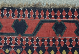 Caucasian Karabag main kilim with a date writing 1324 That comes to 115 years old wool on wool-all natural dyes
 Size:183 x 435 Cm
        6'2"  ...