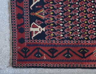 Caucasian Karabag main kilim with a date writing 1324 That comes to 115 years old wool on wool-all natural dyes
 Size:183 x 435 Cm
        6'2"  ...