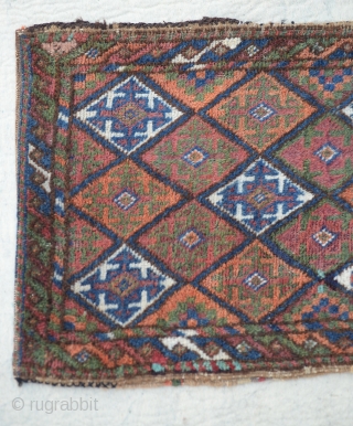 Baluch Balisht (pillow-bag), Mushwanni tribes, south-east Persia. Complete with stripe light brown -weave back and in good pile 
Size:46x75 Cm
       1'7"x2'5"      