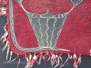 Central Anatolia Horse Cover made by Tulu felt-embroideried on leather end of 19th Century Size:115x85cm                  