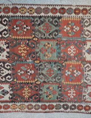 Central Anatolia Konya Kilim Mid 19th century
166 x 380 cm
5'5"x 12'4"                      