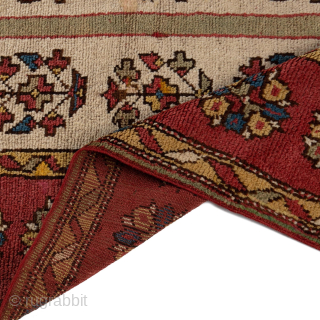 Antique Turkish Monastery Prayer Rug, Rams Horn Mihrab, Circa 1900, 3’9 x 5’3 Ft.                   