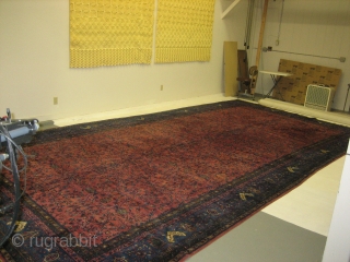 Stunning 12' X 24' Indo-Kashan circa 1920.  This carpet has been professionally cleaned and stored.  It is full pile with no damage.  More photos and detail available upon request. 