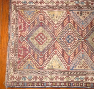 Shirvan,circa 1900,(106x145),low pile evenly worn                            