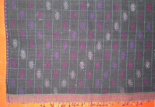 Khami Chin womsns skirt,Burma, hand spun cotton and silk embroidery with bottom bead fringe,
(some beads missing,they can be removed as most of the Khami textiles like this don't have beads)) the textile  ...
