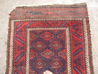 Early Baluch Rug with beautiful kilim endings and very fine weave,all original without any repair or work done,all natural colors.Size 6'*3'10".E.mail for more info and pics.       