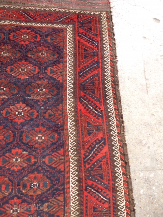 Early Baluch Rug with beautiful kilim endings and very fine weave,all original without any repair or work done,all natural colors.Size 6'*3'10".E.mail for more info and pics.       