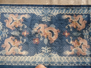 Chinese or Tibet Rug with Dragons,very nice rug with great colors and design,very soft shiny wool.Excellent condition.good age.Size 7'*4ft.E.mail for more info and pics.         