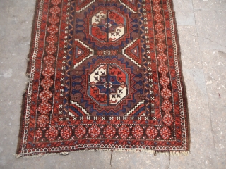 Baluch Rug with great natural colors and fine weave,all original without any repair or work,nice pile allover,very bold desigen,Size 5'2"*3'1".E.mail for more info and pics.        