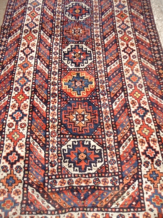 Colorfull jusicy full pile caucasian ? Rug fragment,all colors seems to be natural,full soft shiny pile,very nice desigen,all original.Size 6'9"*4'3".E.mail for more info and pics.        