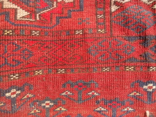 Large Chuval with very nice design but little worn,fine weave,nice lower border.All original without any repair or work done.Some early analine red dye. Size 5'1"*3ft. E.mail for more info and pics  