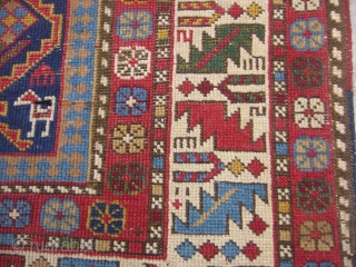 Colourfull Kuba Shirvan Rug,exceptional dyes and a very nice desigen with some motifs,good condition with some old repair done perfectly.Very fine weave.Hand washed Ready for the display.      