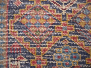 Colourfull Kuba Shirvan Rug,exceptional dyes and a very nice desigen with some motifs,good condition with some old repair done perfectly.Very fine weave.Hand washed Ready for the display.      