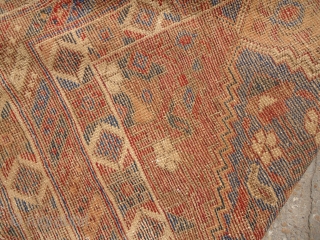 Early Afshar rug with good colors and design.with some old repair.Both sides have kilim endings.Size 5*3'8".E.mail for more info.              