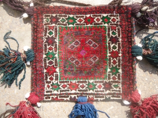 Double Sided Piled Baluch Bag with all orginal tassels,all good colors,soft shiny wool.nice desigen.Size 1'3"*1'2".E.mail for more info and pics.             