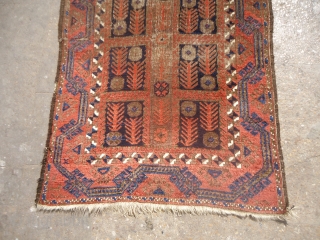 Baluch Rug with nice colors and design,early age,just oxidation to black,all original.Size 5'4"*3'1".E.mail for more info pics.                