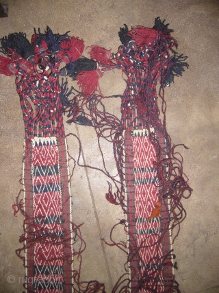 Two Beautiful Flatwoven Turkmen Tent Band,with beautiful desgien and colours,nice looking Tussels,Excellent Condition.
SIZE:18'FT*6"inchs.
SIZE:17'FT*6"inches.                    