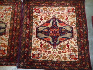 Superb Persian Bag face or Hanging Pce Pair with Peacocks and Birds,exceptional pics with some synthetic colors and but great drawing and  condition,E.mail for more info.      