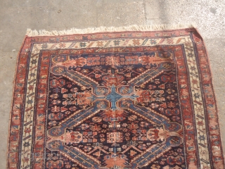 Seichour Soumac Kilim,very nice blue ground,early age and nice design,all natural colors,both ends have been repaired.Size 5'5"*4'9".E.mail for more info and pics.           