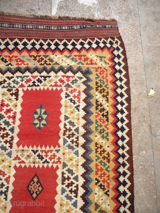 Qashqai Kilim with supereb Natural colors and very fine weave,very good condition,all natural colors,very nice bold design.Size 7'9"*5'7".E.mail for more info and pics.          