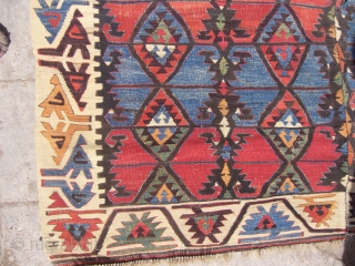 Large Beautiful Antique Anatolian Kilim,very fine weave and good colours,with birds border,very good condition.Size 12'7"*5'4".Handwashed Ready for the display.              