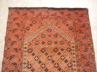 Central Asian prayer Rug with early age and fine weave,very nice design and all natural colors,As find.E.mail for more info and pics.           