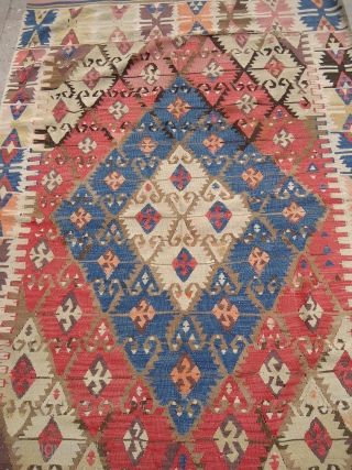 Anatolian Kilim with good colors and design,fine weave,beautiful pce,good condition.Size 7*4'3".E.mail for more info.                   