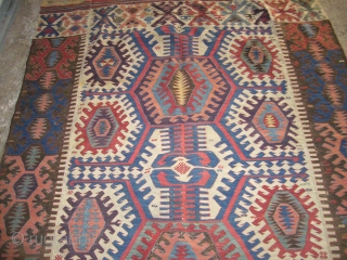 Gorgeous very fine woven Anatolian Kilim,supereb colours and a beutiful desigen,excellent condition and good age,3 parts kilm,Size 13'10"*5'9".E.mail for more info.            