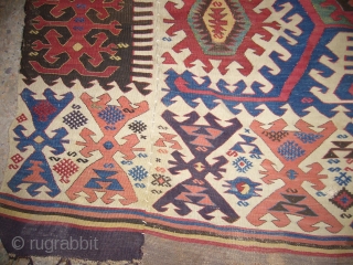 Gorgeous very fine woven Anatolian Kilim,supereb colours and a beutiful desigen,excellent condition and good age,3 parts kilm,Size 13'10"*5'9".E.mail for more info.            