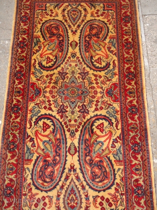 Ferahan Sarouk Mat with beautiful colors and very nice unusual design,nice colors,very fine weave.Perfect condition.Size 4*2'2".E.mail for more info.              