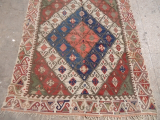 Anatolian Kilim fragment with natural colors and beautiful design.As found.Size 9*4'10".E.mail for more info and pics.                 