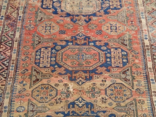 Caucasian soumac kilim fragment condition good age colors and deaign.As found without any repair or work done.Size 6'5"*4'11".E.mail for more info and pics.          