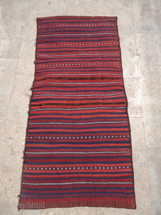 Baluch ? Uzbek ? Flatwoven Khorjin with perfect condition and original backing,good colors and beautiful design,a very nice pce.Size 4'7"*2'2".E.mail for more info.          