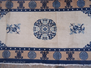 Chinese Ivory Ground Rug with good colors,condition and age,Size 4'8"*2'2".E.mail for more info and pics.                  