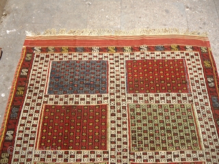 Verneh Kilim with great natural colors and beautiful compartment design,very fine weave,good condition,E.mail for more info and pics.               
