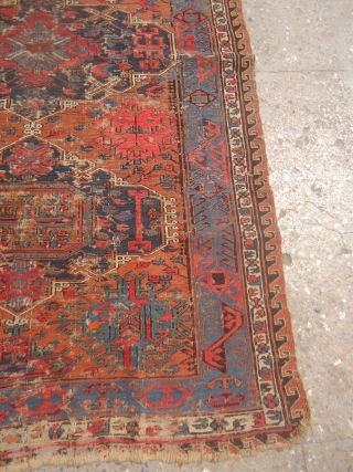  Caucasian Soumac Kilim with fragmentary condition.I found it in the same condition,very nice colors, some synthetic pink, and beautifully drwan border.Size 6'3"*3'11".E.mail for more info and pics.     