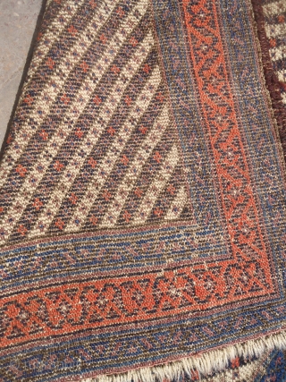 Beautiful Baluch Rug with condition issues,as found without any repair or work done.Size 4'3"*2'9".E.mail for more info and pics.              