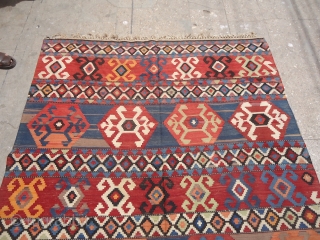 Beautiful Shirvam Kilim with good colors,design and condition.both original ends,little old repair.Very attractive pce.E.mail for more info.                