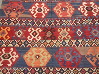 Beautiful Shirvam Kilim with good colors,design and condition.both original ends,little old repair.Very attractive pce.E.mail for more info.                