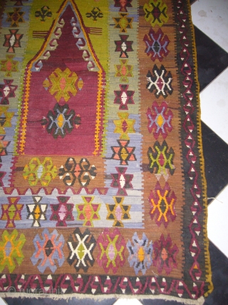 Very fine Anatolian Prayer Kilim.Very supereb condition,with good colours and very nice desigen,all original without any repair,Wool on wool 100%.Size 64*40inches.Handwashed Ready for display.         