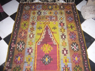 Very fine Anatolian Prayer Kilim.Very supereb condition,with good colours and very nice desigen,all original without any repair,Wool on wool 100%.Size 64*40inches.Handwashed Ready for display.         