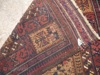 Early Baluch Prayer Rug with Silk Highlights,beauitful colors and design,Obivous condition.Size 5*2'10".E.mail for more info.                  