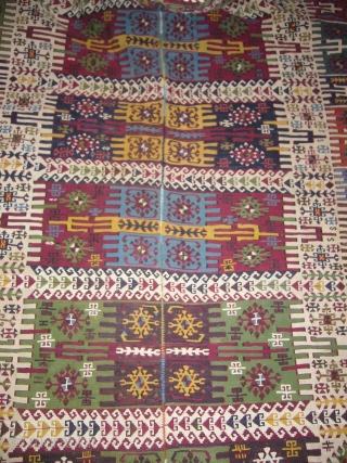 Reyhanlı Kilim, richly dyed and very finely woven,very beautiful example,excellent condition,ready for the display.Wool on wool,Size 7'3"*3'9".E.mail for more info.             