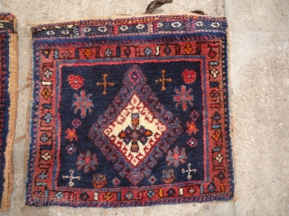 Kohi Afshar Bagface Pair with beautiful colors,dsigen and wool.Original kilim backing,all good colors,and age.Size 1'7"*1'5" Each.E.mail for more info and pics.            